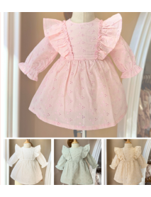 ANNA BABBA GIRL 3-6-9-12 MONTHS FRILLED EMBROIDERED DRESS 20351