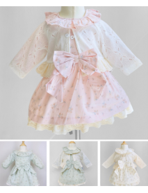 ANNA BABBA GIRL 3-6-9-12 MONTHS FLOWER CARDIGAN DRESS 20354