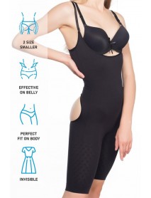 Emay 2038 Butt and Chest Open Leg Corset Black