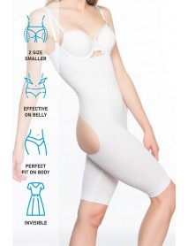 Emay 2038 Butt and Chest Open Leg Corset White