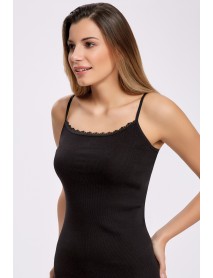İlke Camisole Lace Undershirt Black (BigSize) 2042