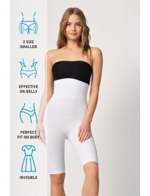 Emay 2044 High Waist Long Leg Corset Skin White
