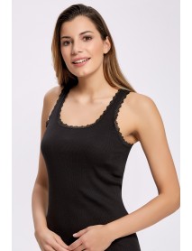 İlke Camisole Lace Undershirt Black (BıgSıze) 2044