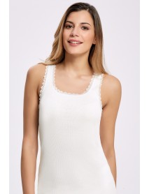 İlke Camisole Lace Undershirt Ecru (BıgSıze) 2044