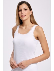 İlke Camisole Lace Undershirt White (BıgSıze) 2044