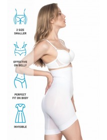 Emay 2056 High Waist Massage Long Leg Corset White