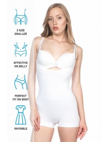 Emay 2058 Open Breast Short Leg Corset White