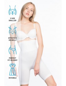 Emay 2074 High Waist Patterned Double Long Leg Corset White