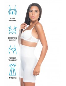 Emay 2075 High Waist Patterned Double Short Leg Corset White