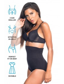 Emay 2079 High Waist Patterned Double Slip Corset Black