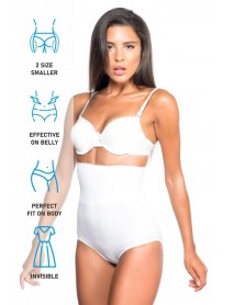 Emay 2079 High Waist Patterned Double Slip Corset White