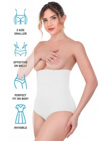Emay 2080 High Waist Slip Corset with Snap Fasteners White