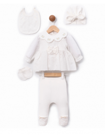 NATURAL GIRL 0-3 MONTHS GUIPURE 5 PIECE SET 2083