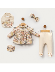 Mini Cayzen Girl 0-3 Months Buttoned 5-Piece Newborn Set 2086MC
