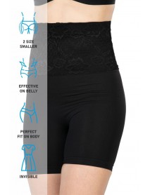 Emay 2091 High Waist Boxer Corset with Lace Front Black