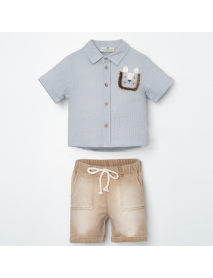 COCOSİSS BOYS 9-12-18-24 MONTHS CAT MUSLIN SUIT 21104