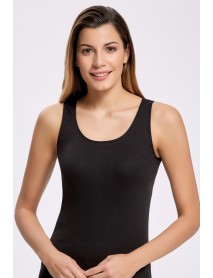 İlke Matte Piping Wide Strap Undershirt Black (BigSize) 2202