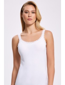 İlke Lycra Strap Lace Undershirt White 2212