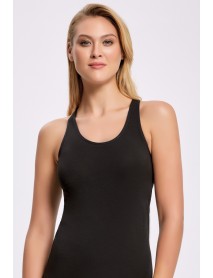 İlke Lycra Athlete Wide Strap Undershirt Black 2239