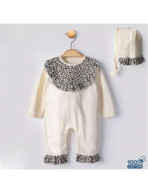 BEGI GIRL 6-9-12 MONTHS LEOPARD OVERALLS WITHOUT BOOTS 22459