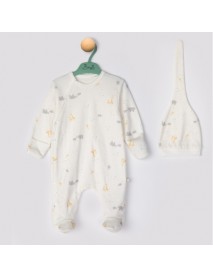 BEGI BOY 3-6-9 MONTHS GIRAFFE HAT OVERALLS 22467