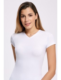 İlke Lycra V-Neck T-Shirt White 2262