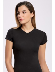 İlke Lycra V-Neck T-Shirt Black 2263