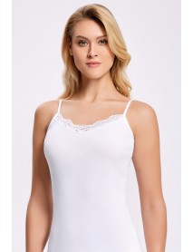 İlke Lycra Ribbed Sur Lace Undershirt White 2267
