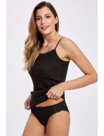 İlke Jacquard Undershirt Bikini Set Black 2294