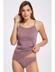 İlke Jacquard Undershirt Bikini Set Plum 2294