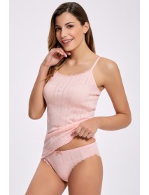 İlke Jacquard Undershirt Bikini Set Powder 2294