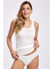 İlke Jacquard Undershirt Bikini Set Ecru 2295