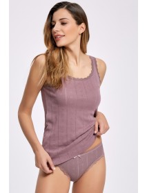 İlke Jacquard Undershirt Bikini Set Plum 2295