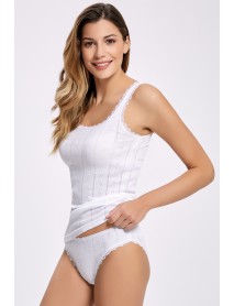 İlke Jacquard Undershirt Bikini Set White 2295