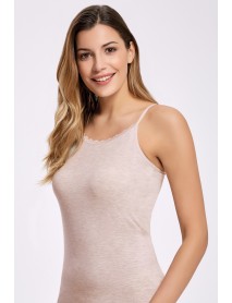 İlke Melange Rope Strap Undershirt Brown (BıgSize) 2346