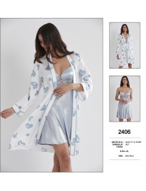  Pierre Cardin Blue Nighty & Robe Set 2406 