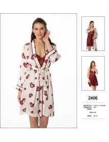  Pierre Cardin Burgundy Nighty & Robe Set 2406