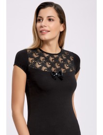 İlke Lycra Lace Sleeve T-Shirt Black 2501