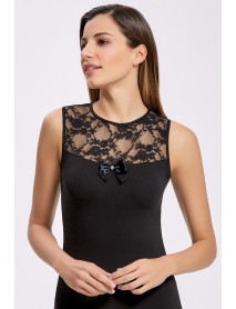 İlke Lycra Sleeveless Piping T-Shirt Black 2502