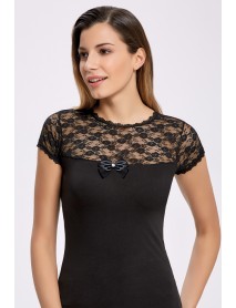 İlke Lycra Lace Sleeve T-Shirt Black 2504