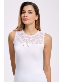 İlke Lycra Lace Sleeveless T-Shirt White 2515