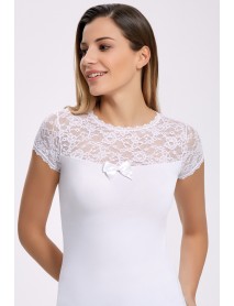 İlke Lycra Lace Sleeve T-Shirt White 2517