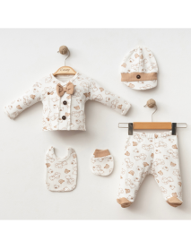 COŞAY BABY BOY 0-3 MONTHS BOW TIE TEDDY 5 PIECE SET 25206