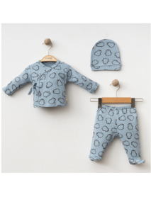 COŞAY BABY BOY 0-3 MONTHS PENGUIN PRINTED 3-PIECE SET 25207