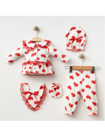 COŞAY BABY GIRL 0-3 MONTHS HEART SCARF 5 PIECE SET 25208