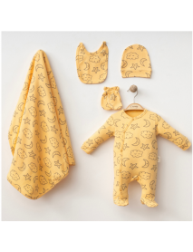 COŞAY BEBE UNISEX 0-3 MONTHS JUMPLUS WITH BLANKET 5 PIECE SET 25209
