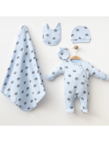 COŞAY BEBE UNISEX 0-3 MONTHS JUMPSUIT WITH BLANKET 5 PIECE SET 25211