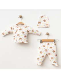 COŞAY BABY UNISEX 0-3 MONTHS STAR TEDDY 3-PIECE SET 25213