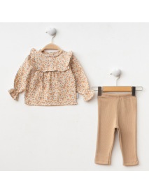 MOEBOON GIRL 6-9-12-18 MONTHS MUSLIN-RIB LEGGINGS SET 26002
