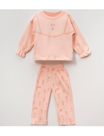 VOVİDO GIRL 3-4-5-6 YEARS OLD GUIPURE STRIPED FLORAL SET 2615
